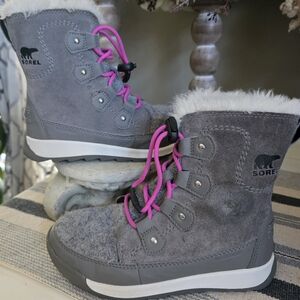 Sorel Kids' Gray and Pink Snow Boots